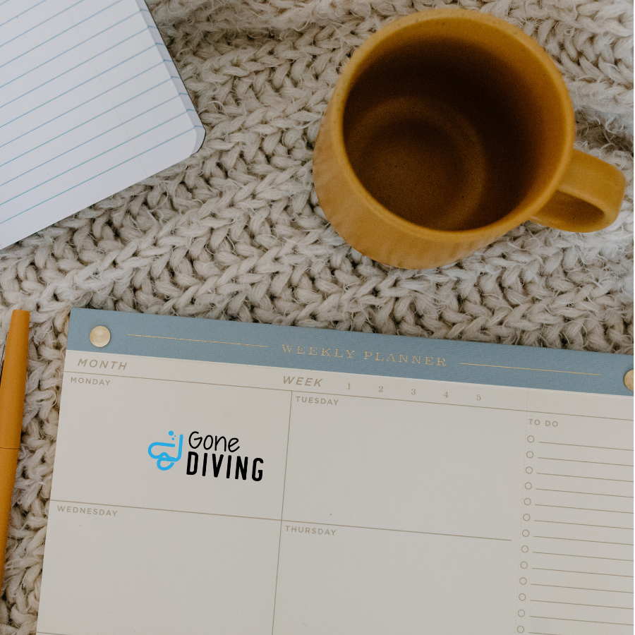 Gone Diving sheet stickers with Icon