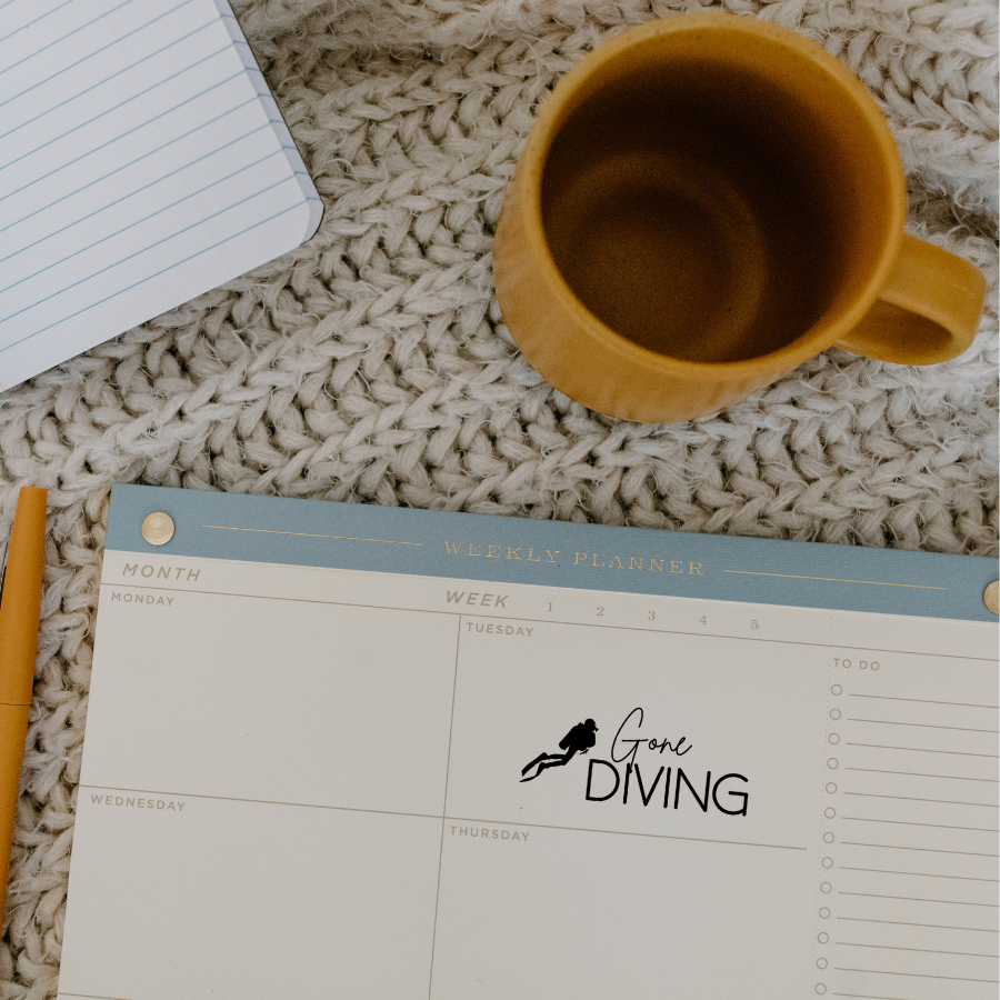 Gone Diving sheet stickers with diver