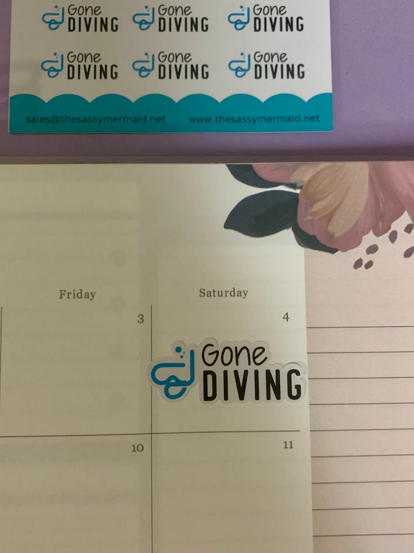 Gone Diving sheet stickers with Icon