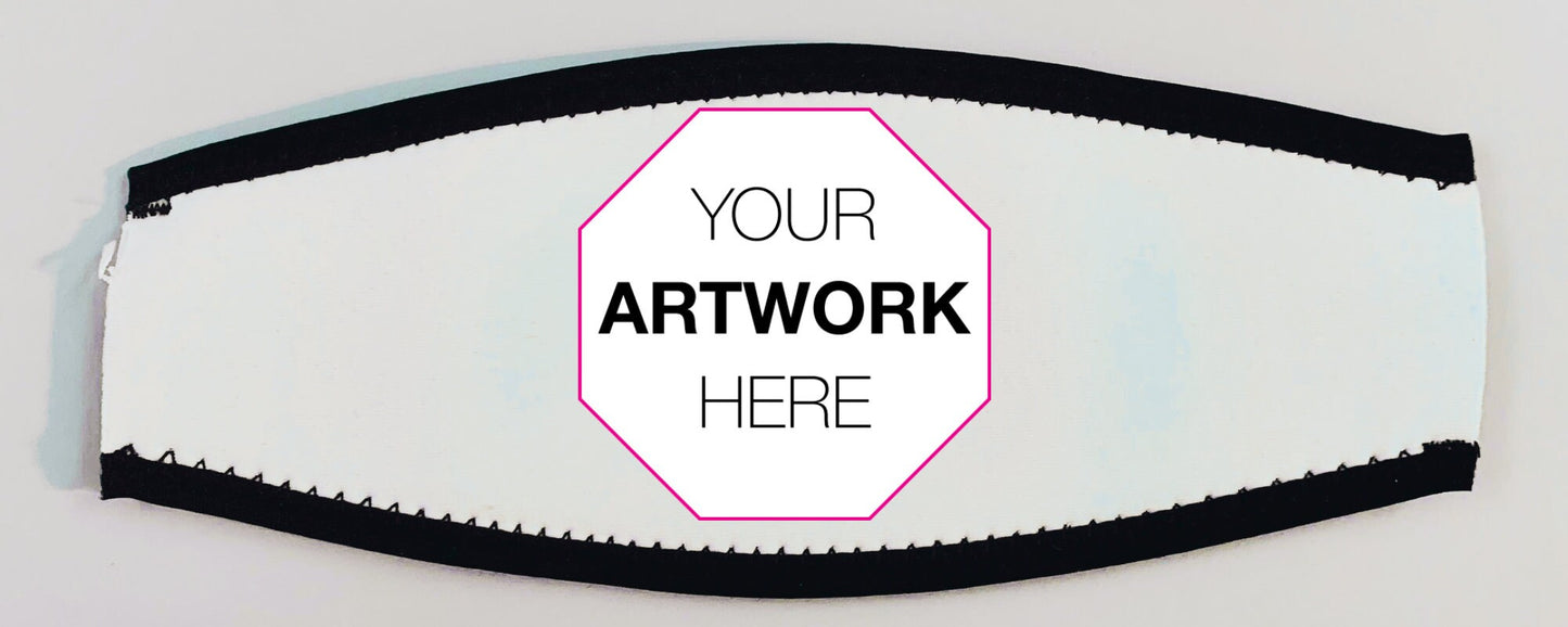 Custom Scuba Mask Straps, sublimation printed mask straps, add your own photo or scene! Great for Scuba and Snorkeling Masks.