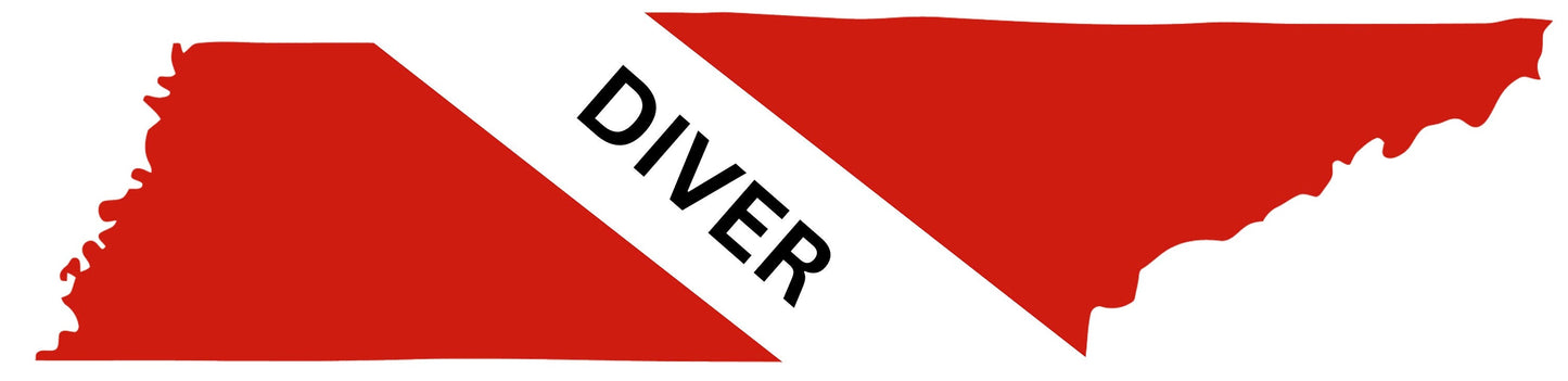 Tennessee Diver Sticker on Vinyl for outdoor use, Tennessee Scuba Diver, Dive Flag Sticker