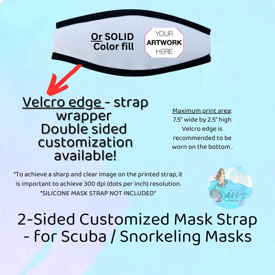 Customizable (2 sided) Mask Strap with Velcro closure, Scuba mask strap, snorkel mask strap, scuba, snorkeling gear