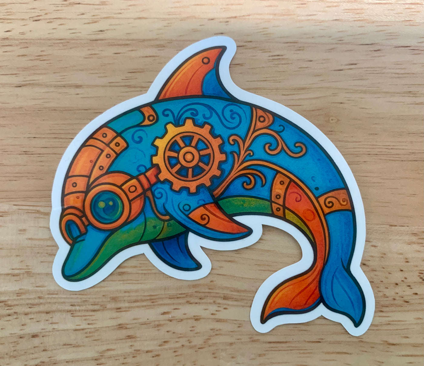 Dolphin, Steampunk Dolphin, Sticker