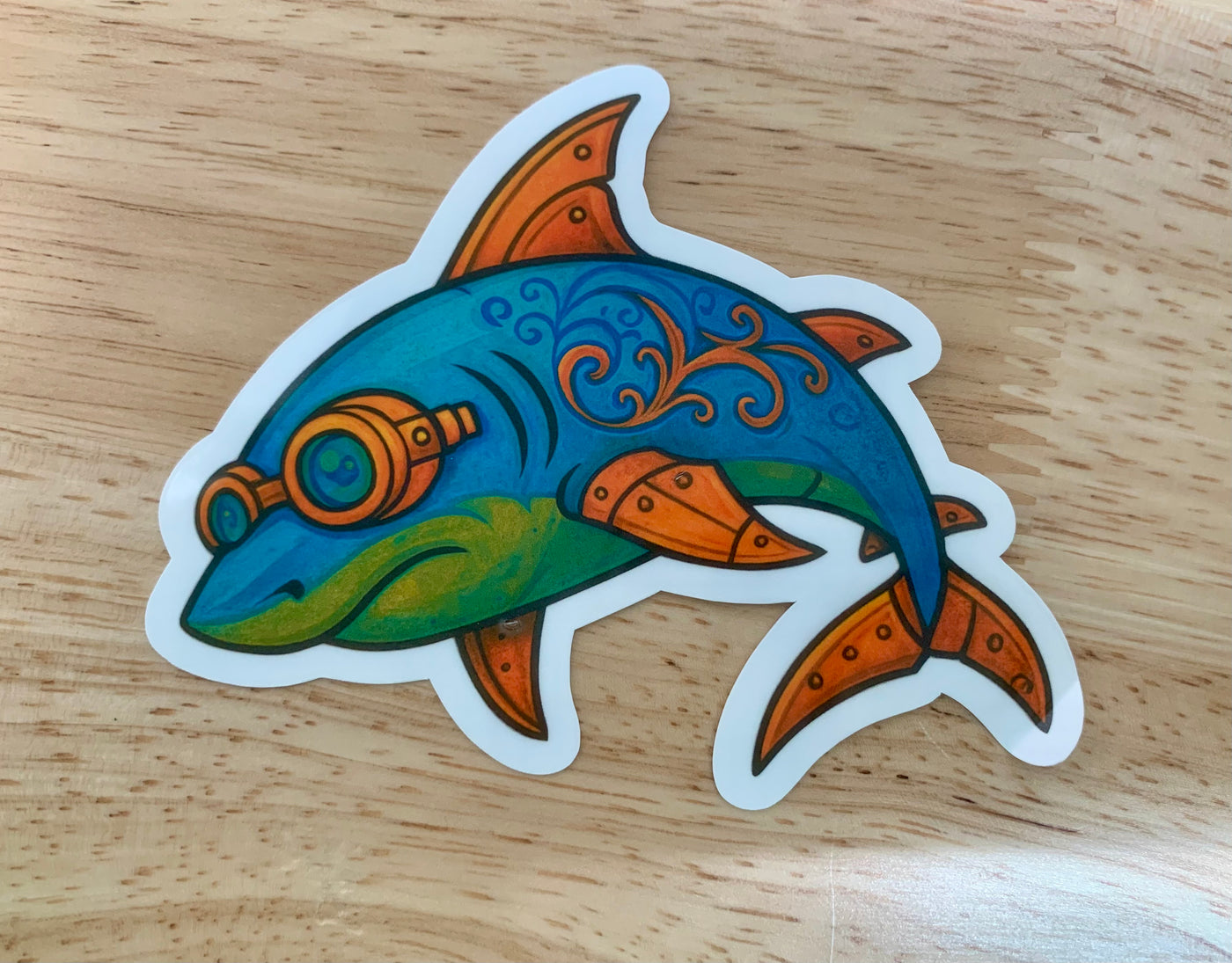 Shark, Steampunk Shark, Sticker