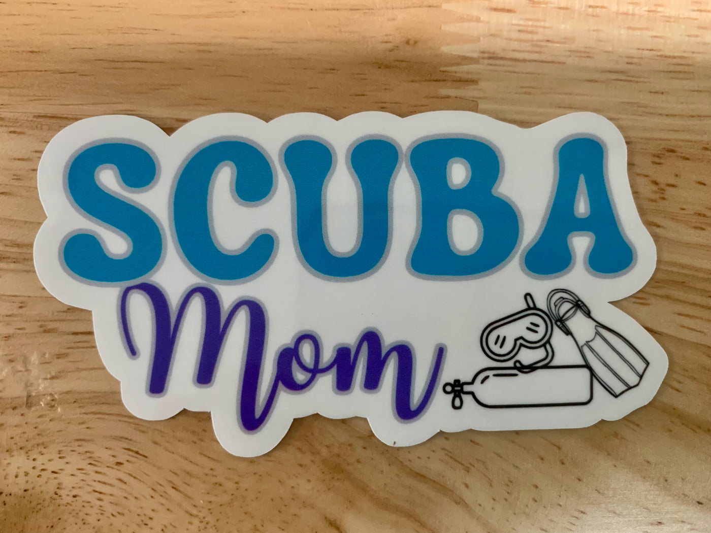 SCUBA Mom Sticker  -  Clear Vinyl sticker for outdoor use, scuba, scuba diver, diver sticker, scuba mom