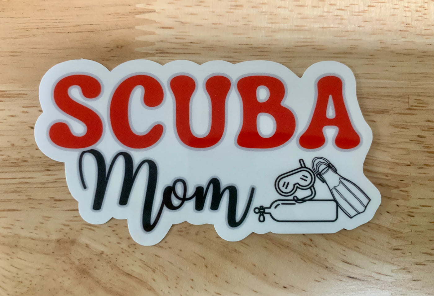 SCUBA Mom Sticker  -  Clear Vinyl sticker for outdoor use, scuba, scuba diver, diver sticker, scuba mom