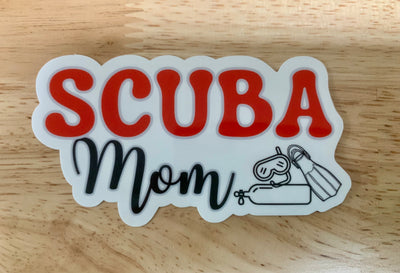 SCUBA Mom Sticker  -  Clear Vinyl sticker for outdoor use, scuba, scuba diver, diver sticker, scuba mom