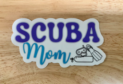 SCUBA Mom Sticker  -  Clear Vinyl sticker for outdoor use, scuba, scuba diver, diver sticker, scuba mom