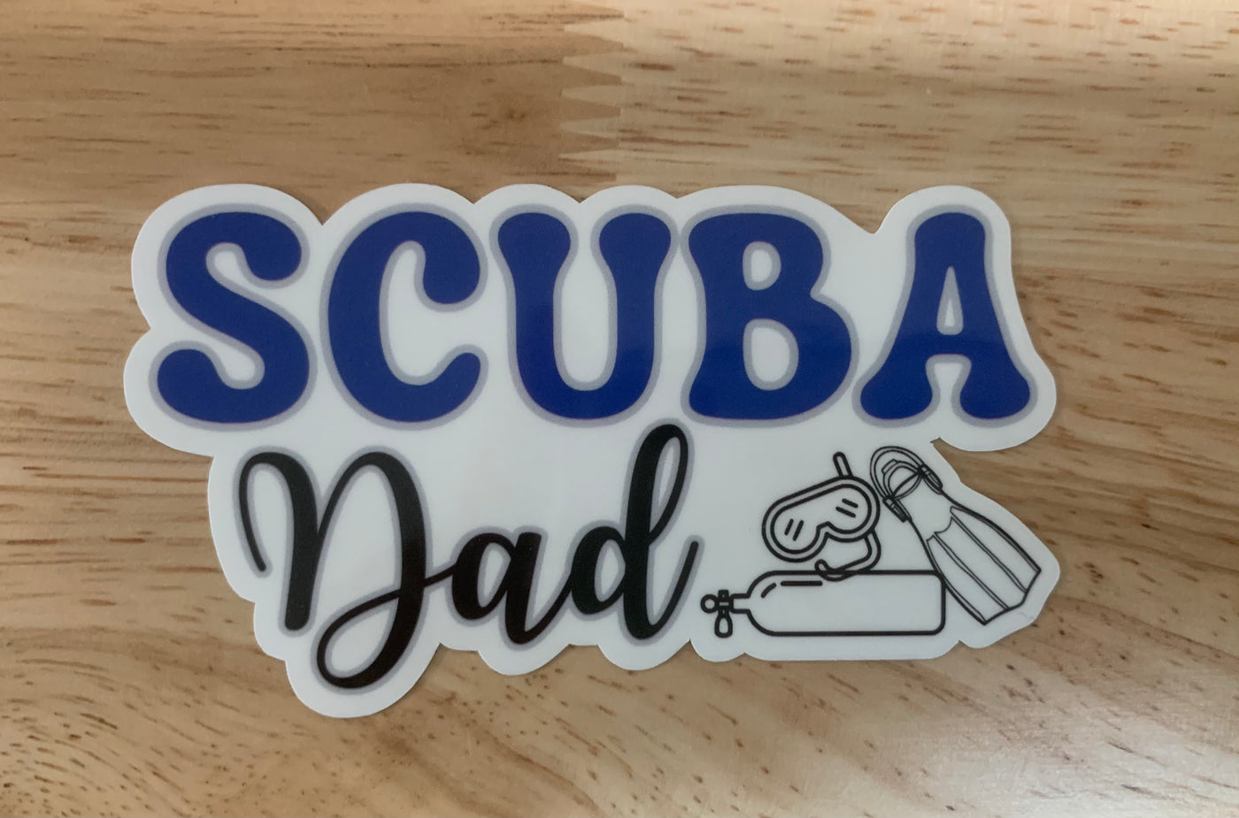 SCUBA Dad Sticker  -  Clear Vinyl sticker for outdoor use, scuba, scuba diver, diver sticker, scuba dad