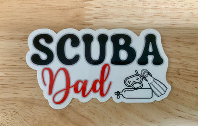 SCUBA Dad Sticker  -  Clear Vinyl sticker for outdoor use, scuba, scuba diver, diver sticker, scuba dad