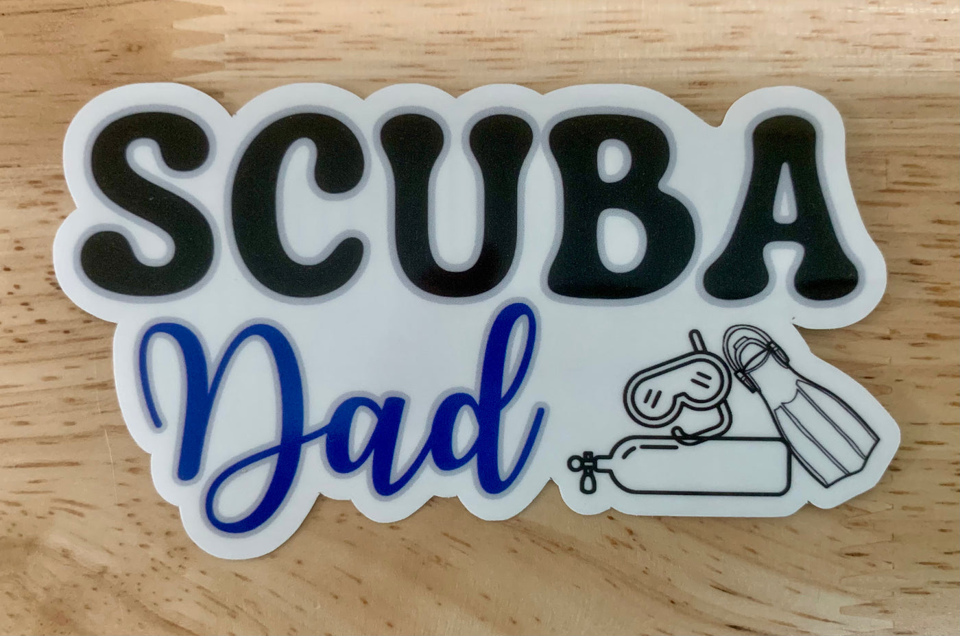 SCUBA Dad Sticker  -  Clear Vinyl sticker for outdoor use, scuba, scuba diver, diver sticker, scuba dad