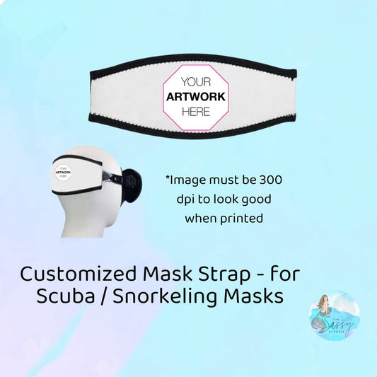 Custom Scuba Mask Straps, sublimation printed mask straps, add your own photo or scene! Great for Scuba and Snorkeling Masks.