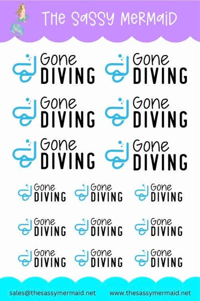 Gone Diving sheet stickers with Icon