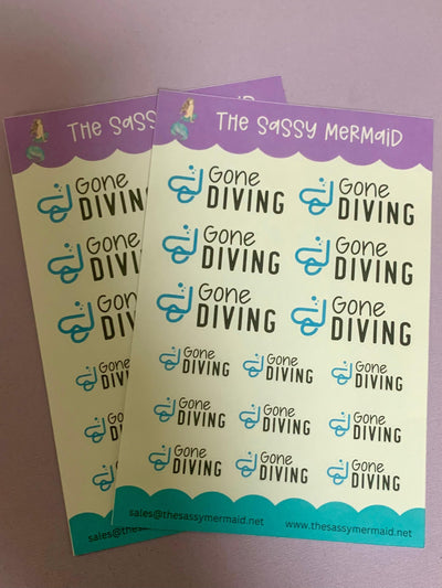 Gone Diving sheet stickers with Icon