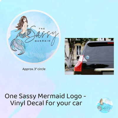 Sassy Mermaid Round Sticker on Vinyl for outdoor use, mermaid, mermaid lifestyle, mermaid sticker