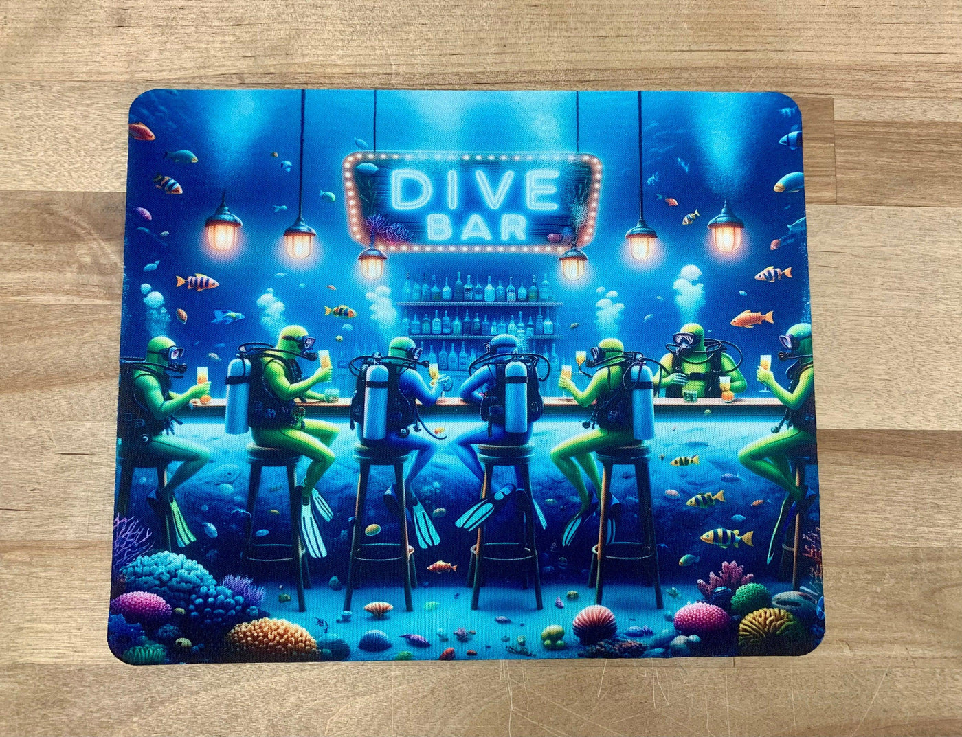 SCUBA - Dive Bar Mousepad - Neoprene custom mousepad - Underwater - Divers