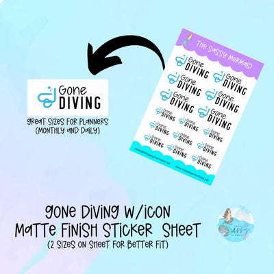 Gone Diving sheet stickers with Icon