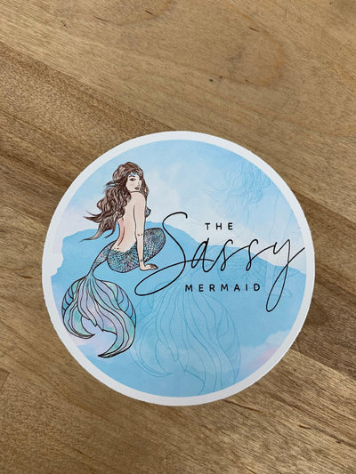 Sassy Mermaid Round Sticker on Vinyl for outdoor use, mermaid, mermaid lifestyle, mermaid sticker