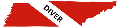 Tennessee Diver Sticker on Vinyl for outdoor use, Tennessee Scuba Diver, Dive Flag Sticker