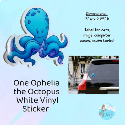 Ophelia the Octopus Sticker on Vinyl for outdoor use, mermaid, mermaid lifestyle, mermaid sticker, sassy mermaid, Ophelia, octopus