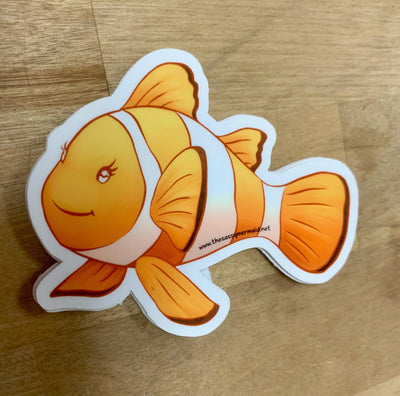 Clifford the Clownfish Sticker on Vinyl for outdoor use, mermaid, mermaid lifestyle, sassy mermaid, Clifford the clownfish, clownfish
