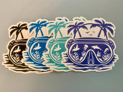 Underwater Dive Mask - Reef, Vinyl sticker for outdoor use, scuba, scuba diver, diver sticker, scuba mask