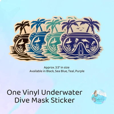 Underwater Dive Mask - Reef, Vinyl sticker for outdoor use, scuba, scuba diver, diver sticker, scuba mask