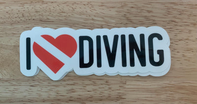 I (Heart) Love Diving, Vinyl sticker for outdoor use, scuba, scuba diver, diver sticker, i love diving