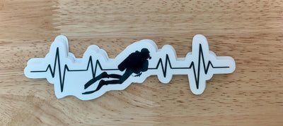 Heart Line Diving, Vinyl sticker for outdoor use, scuba, scuba diver, diver sticker, i love diving, heart line