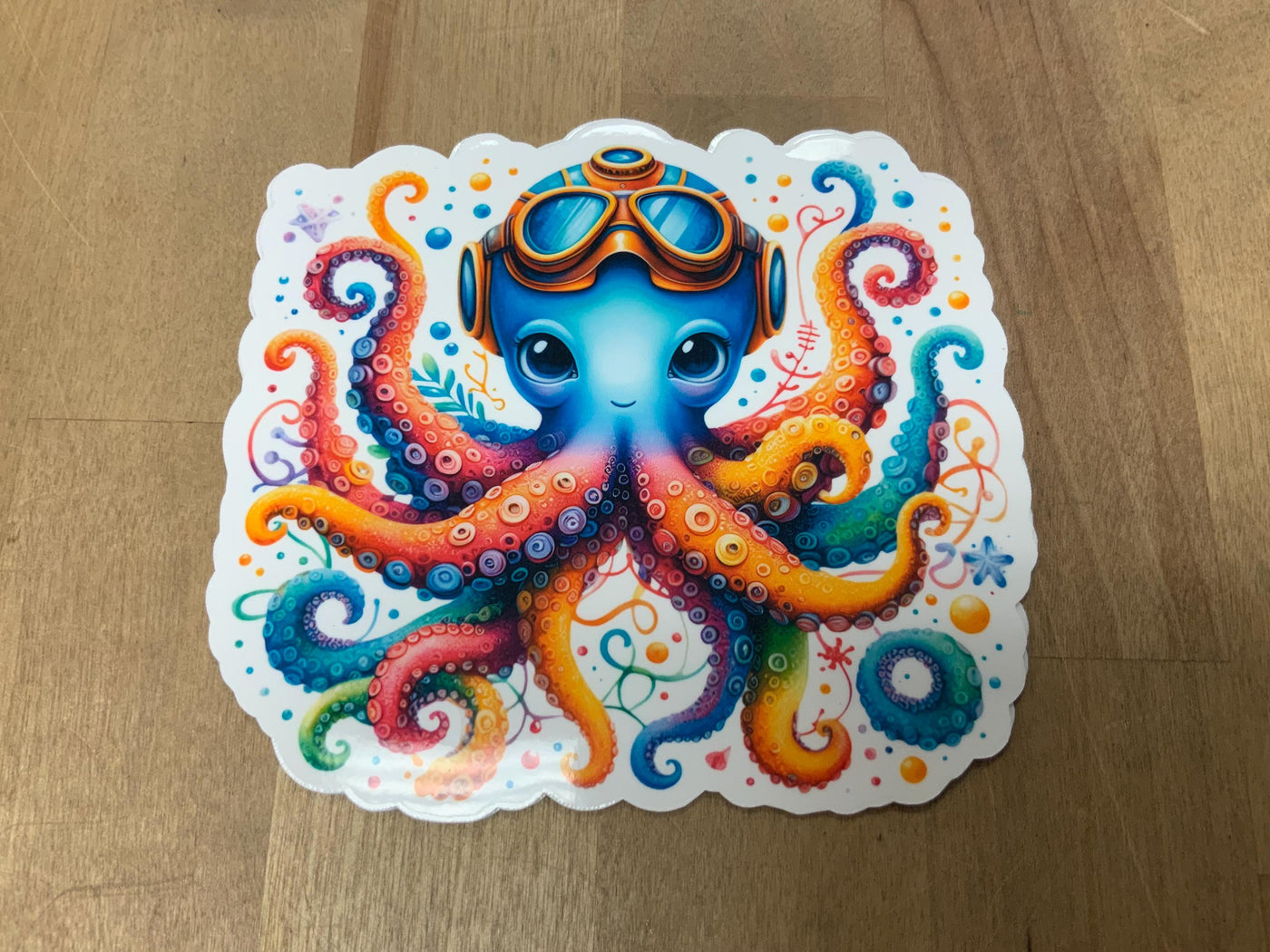 Octopus Diver - Multicolor - Steampunk - White Vinyl or Transparent, scuba, scuba diver, octopus diver sticker, steampunk octopus diver