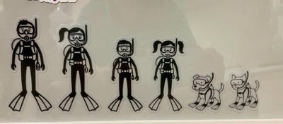 Scuba Stick Family, Vinyl stickers for outdoor use, scuba, scuba diver, diver sticker, i love diving, i love scuba, stick family