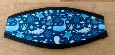 Ocean/Sea Animals Mask Strap with Velcro closure, Scuba mask strap, snorkel mask strap, scuba, snorkeling gear, ocean
