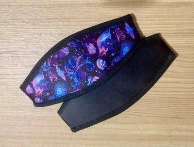 Ocean/Sea Animals Mask Strap with Velcro closure, Scuba mask strap, snorkel mask strap, scuba, snorkeling gear, ocean; purple and blue hues