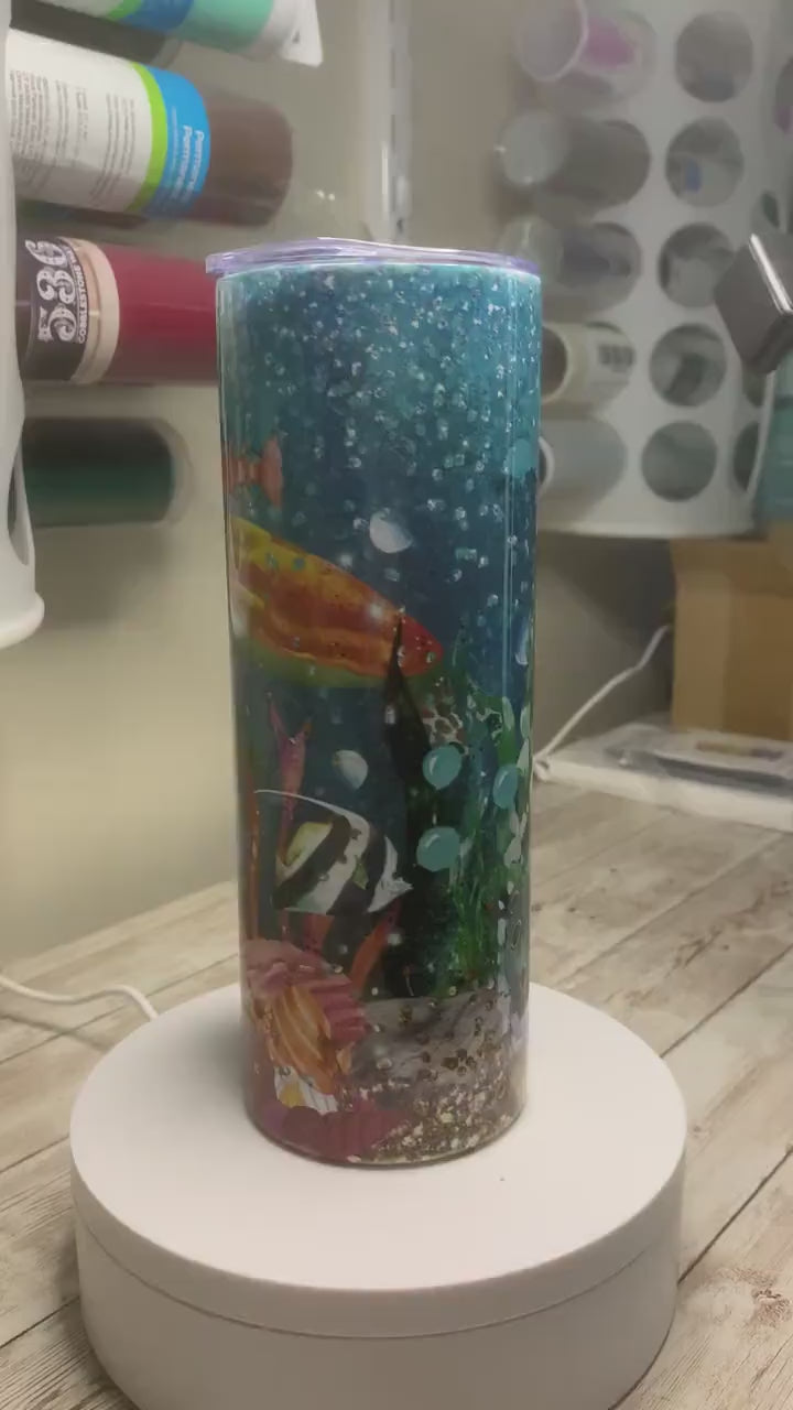 Scuba Diving, Watercolor Reef, Stainless Steel Tumbler, 20 oz, Sublimation print, SCUBA diving gift, Wedding Gift