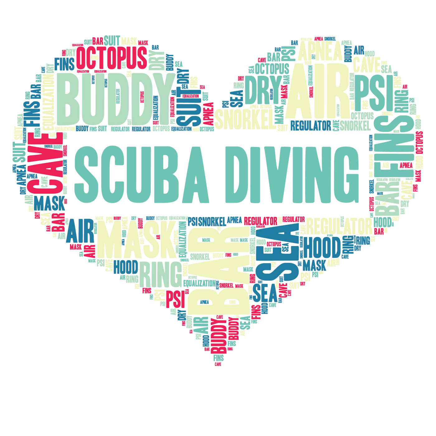 SCUBA Diving Heart UV DTF Decal