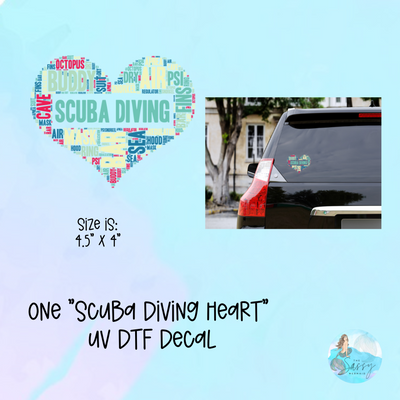 SCUBA Diving Heart UV DTF Decal